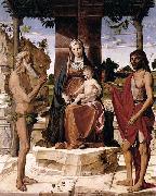 Bartolomeo Montagna Madonna and Child under a Pergola with St John the Baptist and St Onofrius USA oil painting artist